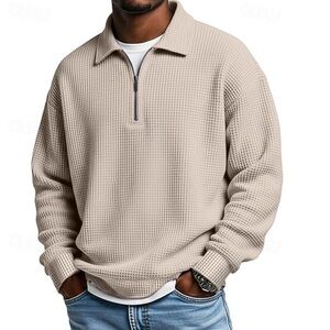 BRAND NEW Large Men's Beige Half-Zip Sweater